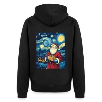 Weihnachtsmann Frauen Männer Kinder Weihnachten - Unisex Premium Bio Zip Hoodie - Schwarz - Hinten - Nico (187cm)