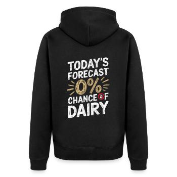 Laktoseintoleranz Laktoseintolerant - Unisex Premium Bio Zip Hoodie - Schwarz - Hinten - Nico (187cm)