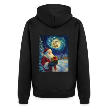 Weihnachtsmann Frauen Männer Kinder Weihnachten - Unisex Premium Bio Zip Hoodie - Schwarz - Hinten - Nico (187cm)