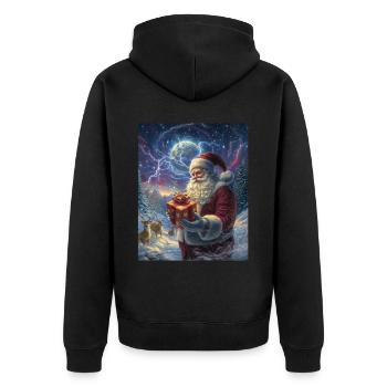 Weihnachtsmann Frauen Männer Kinder Weihnachten - Unisex Premium Bio Zip Hoodie - Schwarz - Hinten - Nico (187cm)