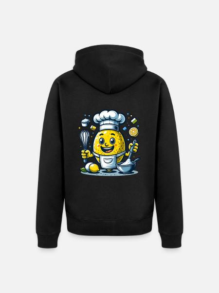 Happy lemon cooking adventure - Unisex Premium Organic Zip Hoodie - black