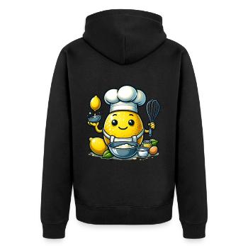 Fröhlicher Zitronenbäcker Mit Kochmütze - Unisex Premium Bio Zip Hoodie - Schwarz - Hinten - Nico (187cm)