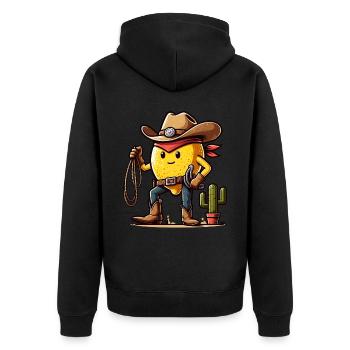 Lemon Cowboy Adventure in the Wild West - Unisex Premium Organic Zip Hoodie - black - Back - Nico (187cm)