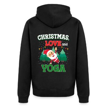 Yogini Yoga Meditation Weihnachten, Liebe und Yoga - Unisex Premium Bio Zip Hoodie - Schwarz - Hinten - Nico (187cm)