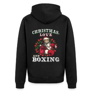 Christmas Love Boxing Boxer Weihnachtsgeschenk - Unisex Premium Bio Zip Hoodie - Schwarz - Hinten - Nico (187cm)