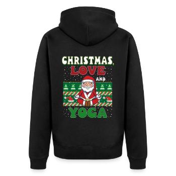 Yogini Yoga Meditation Weihnachten, Liebe und Yoga - Unisex Premium Bio Zip Hoodie - Schwarz - Hinten - Nico (187cm)