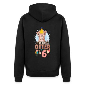 Otter Birthday This Little Otter - Unisex Premium Organic Zip Hoodie - black - Back - Nico (187cm)
