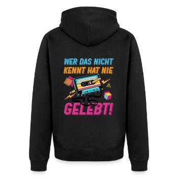 Kassetten Player Mixtape Musik 80er Vintage - Unisex Premium Bio Zip Hoodie - Schwarz - Hinten - Nico (187cm)
