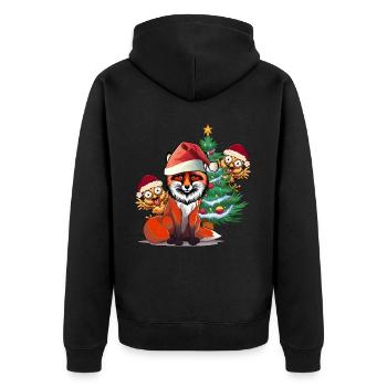 Fox Chicken Coop Christmas Chickens Christmas Tree Xmas - Unisex Premium Organic Zip Hoodie - black - Back - Nico (187cm)
