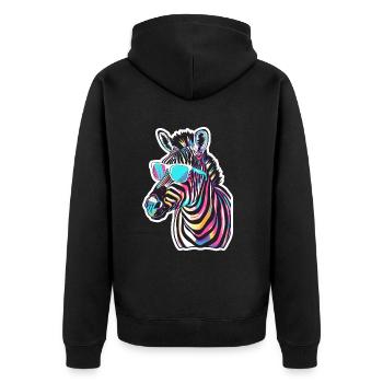 Lustiges Zebra mit Sonnenbrille für einen Zebra - Unisex Premium Bio Zip Hoodie - Schwarz - Hinten - Nico (187cm)