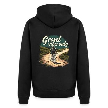 Gravel Vibes Only Gravel Bike Gravel Fahrrad - Veste à capuche bio Premium Unisexe - noir - Dos - Nico (187cm)