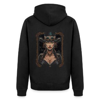 Schöne Frauen Steampunk Liebhaber - Unisex Premium Bio Zip Hoodie - Schwarz - Hinten - Nico (187cm)