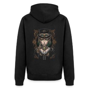 Schöne Frauen Steampunk Liebhaber - Unisex Premium Bio Zip Hoodie - Schwarz - Hinten - Nico (187cm)