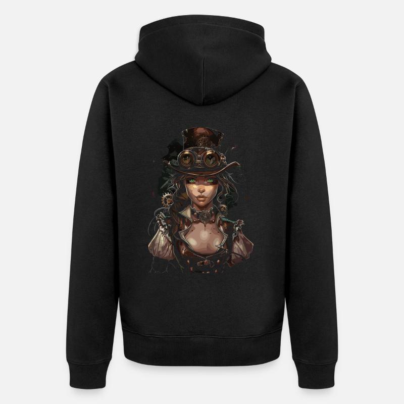 Belles femmes Steampunk Amant - Veste à capuche bio Premium Unisexe - noir
