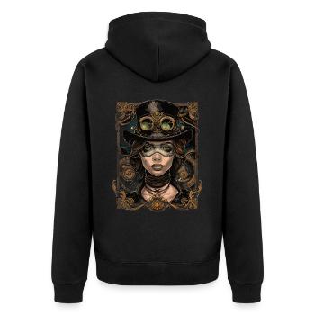 Schöne Frauen Steampunk Liebhaber - Unisex Premium Bio Zip Hoodie - Schwarz - Hinten - Nico (187cm)
