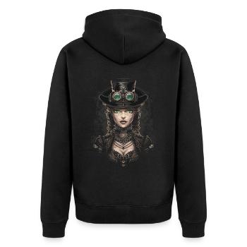 Schöne Frauen Steampunk Liebhaber - Unisex Premium Bio Zip Hoodie - Schwarz - Hinten - Nico (187cm)