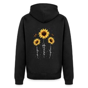 Fleurs d’été Fleur Inspiration Dicton de motivation - Veste à capuche bio Premium Unisexe - noir - Dos - Nico (187cm)