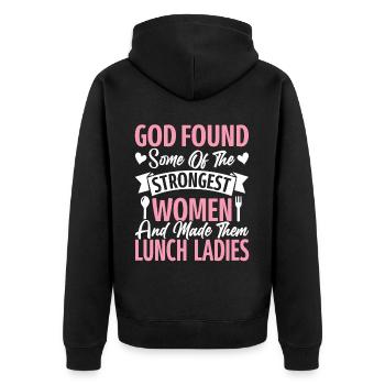 Cafeteria-Mitarbeiterin Lunch Lady Stärkste Frauen - Unisex Premium Bio Zip Hoodie - Schwarz - Hinten - Nico (187cm)