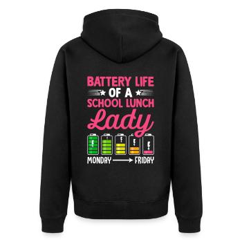 Cafeteria-Arbeiter Batterie Leben einer Schule Mit - Unisex Premium Bio Zip Hoodie - Schwarz - Hinten - Nico (187cm)