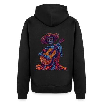 Guitare squelette mexicaine - Veste à capuche bio Premium Unisexe - noir - Dos - Nico (187cm)