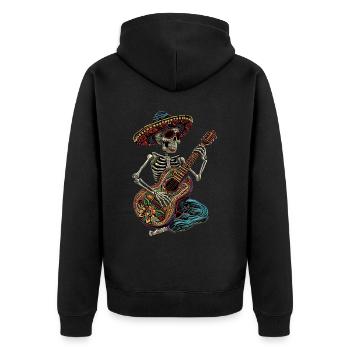 Guitare squelette mexicaine - Veste à capuche bio Premium Unisexe - noir - Dos - Nico (187cm)