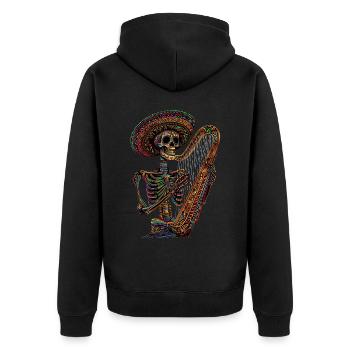 Harpe Squelette Mexicain - Veste à capuche bio Premium Unisexe - noir - Dos - Nico (187cm)