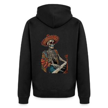 Piano Squelette Mexicain - Veste à capuche bio Premium Unisexe - noir - Dos - Nico (187cm)