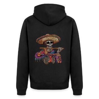 Flûte Squelette Mexicain - Veste à capuche bio Premium Unisexe - noir - Dos - Nico (187cm)