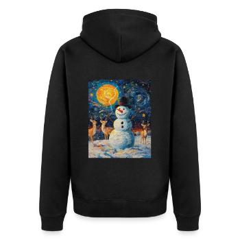Snowman Christmas Decoration Women Men Children - Unisex Premium Organic Zip Hoodie - black - Back - Nico (187cm)