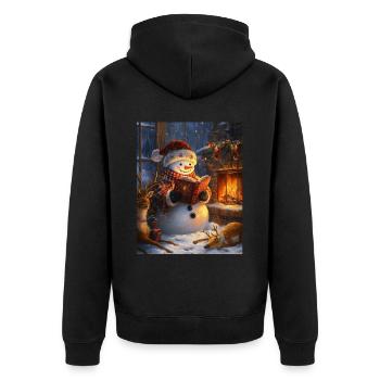 Schneemann Weihnachten Frauen Männer Kinder - Unisex Premium Bio Zip Hoodie - Schwarz - Hinten - Nico (187cm)