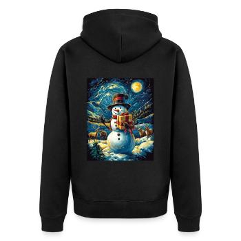 Schneemann Weihnachten Frauen Männer Kinder - Unisex Premium Bio Zip Hoodie - Schwarz - Hinten - Nico (187cm)