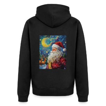 Weihnachtsmann Frauen Männer Kinder Weihnachten - Unisex Premium Bio Zip Hoodie - Schwarz - Hinten - Nico (187cm)