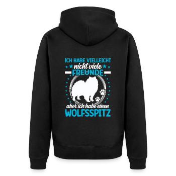 Wolfsspitz ist mein Freund Keeshond - Unisex Premium Bio Zip Hoodie - Schwarz - Hinten - Nico (187cm)