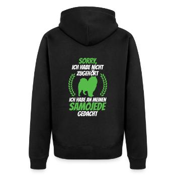 An Samojede gedacht Samojedenspitz Samojede - Unisex Premium Bio Zip Hoodie - Schwarz - Hinten - Nico (187cm)