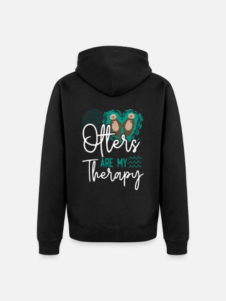 Otter Otters Are My Therapy - Unisex Premium Organic Zip Hoodie - black