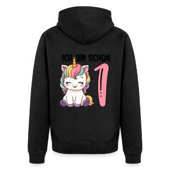 Je suis déjà un licorne 1er anniversaire - Veste à capuche bio Premium Unisexe - noir - Dos - Nico (187cm)
