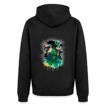 Mystique, Nature, Amoureux de la nature, Fleurs, Yoga - Veste à capuche bio Premium Unisexe - noir - Dos - Nico (187cm)