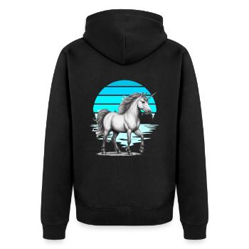 Cheval Chevaux Licorne Licornes Créature mythique Conte de fées - Veste à capuche bio Premium Unisexe - noir - Dos - Nico (187cm)