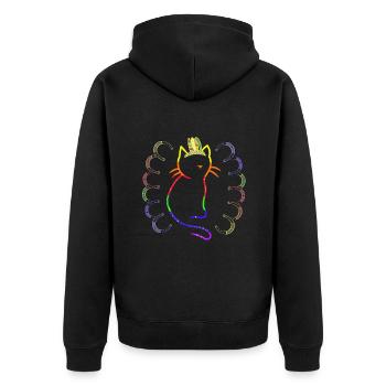Retro Katze Katzen Vintage 80er 90er Schamane - Unisex Premium Bio Zip Hoodie - Schwarz - Hinten - Nico (187cm)