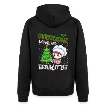 Noël, Amour et pâtisserie, Douce joie des fêtes - Veste à capuche bio Premium Unisexe - noir - Dos - Nico (187cm)
