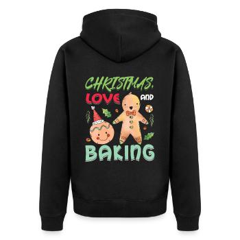 Christmas, Love and Baking, Sweet Holiday Joy - Unisex Premium Organic Zip Hoodie - black - Back - Nico (187cm)