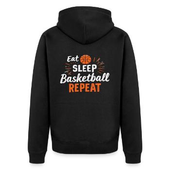 Eat Sleep Basketball Repeat Basketball - Unisex Premium Organic Zip Hoodie - black - Back - Nico (187cm)