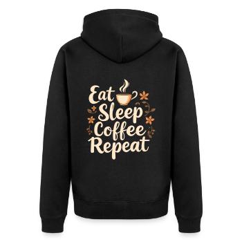 Eat Sleep Coffee Repeat Coffee Funny Coffee - Unisex Premium Organic Zip Hoodie - black - Back - Nico (187cm)