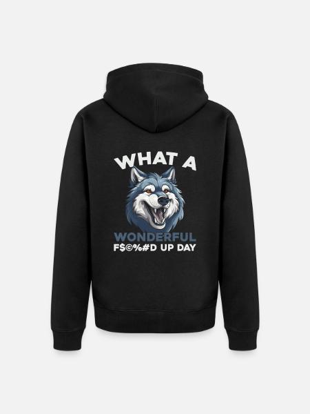 Wolf Fucked Up Day - Unisex Premium Organic Zip Hoodie - black