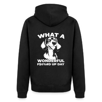 Dackel Dachshund Fucked Up Day - Unisex Premium Organic Zip Hoodie - black - Back - Nico (187cm)