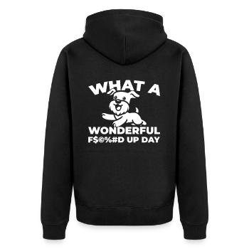 Schnauzer Dog Fucked Up Day - Unisex Premium Organic Zip Hoodie - black - Back - Nico (187cm)