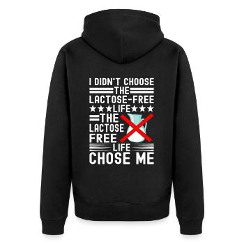 Lactose intolerance Lactose intolerant - Unisex Premium Organic Zip Hoodie - black - Back - Nico (187cm)