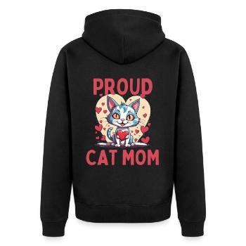 Stolze Katzenmama Herz Katze Kätzchen - Unisex Premium Bio Zip Hoodie - Schwarz - Hinten - Nico (187cm)