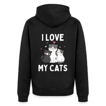 J’aime mes chats - Drôle de chaton chaton - Veste à capuche bio Premium Unisexe - noir - Dos - Nico (187cm)