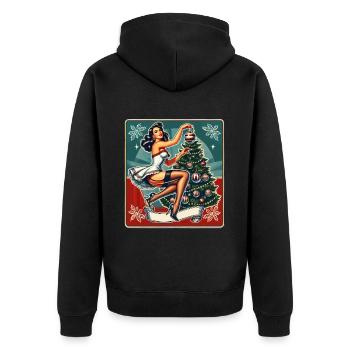 Pin-Up de Noël rétro style vintage - Veste à capuche bio Premium Unisexe - noir - Dos - Nico (187cm)